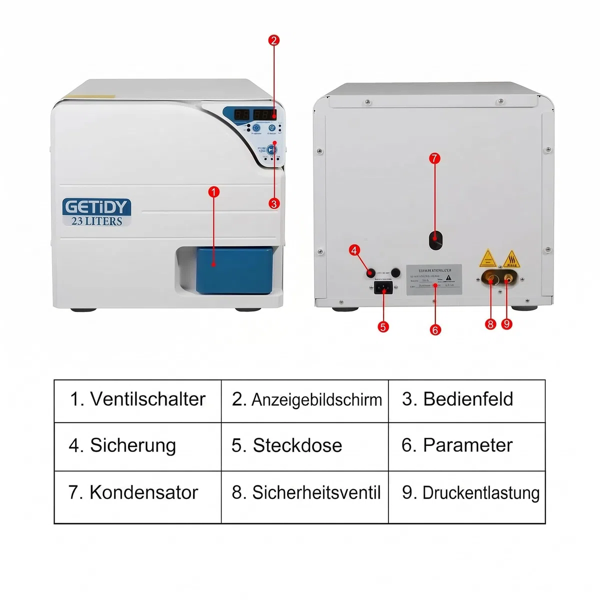 Automatischer Autoklav Dampfsterilisator Hochtemperatur Hochdruck Autoklav Digitale Anzeige Doule Control Lock System Klasse N 18L