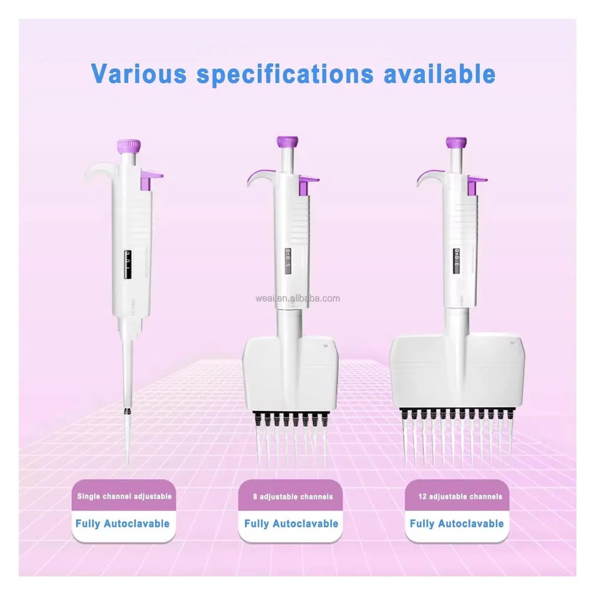 Mikropipette, 12/8-Kanal-verstellbare Pipette, vollständig autoklavierbar, manuelle, Mehrkanalpipette for Schulchemielabore(12 channel 5-50ul)