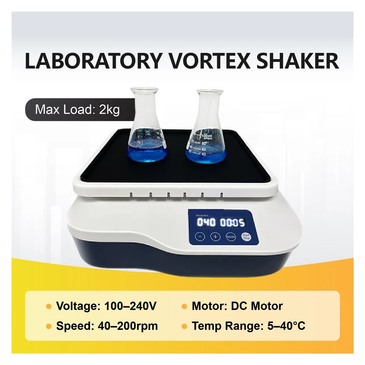 Orbital-Schüttler, Digitaler Orbitalschüttler OS180-S 40–200 U/min LED Bürstenloser Gleichstrommotor Kompakter Laborschüttler mit Timer Entfärbungsplattform