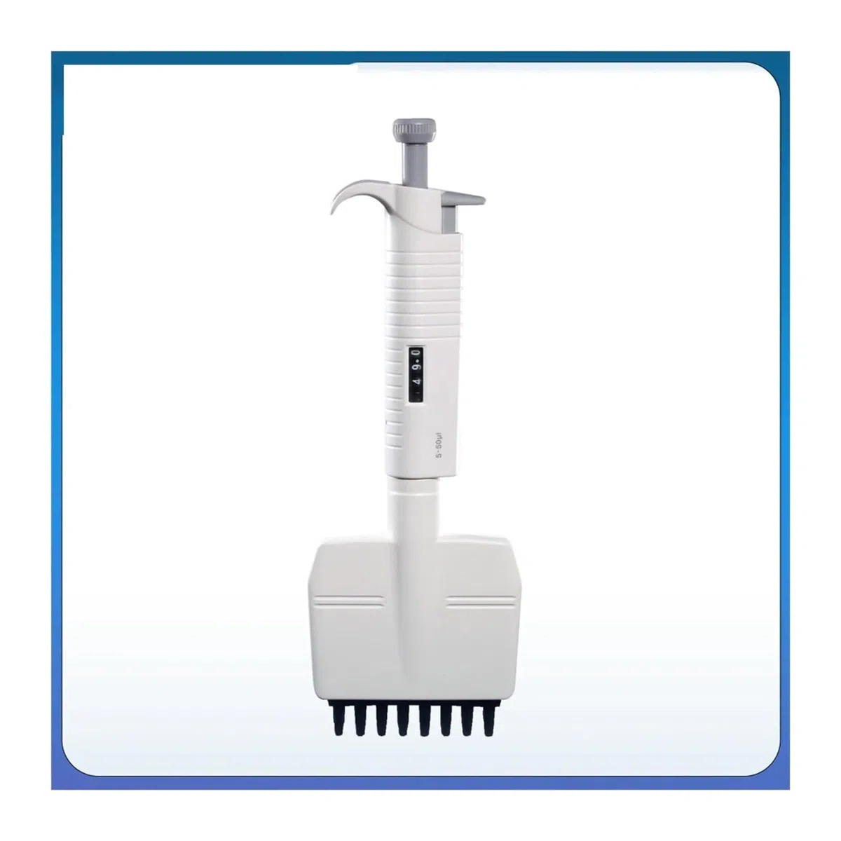 Mikropipette， Mechanische Achtkanal-Mikropipette Manuelle Mehrkanal-Pipette mit einstellbarem Volumen für Laborzwecke(5-50ul)