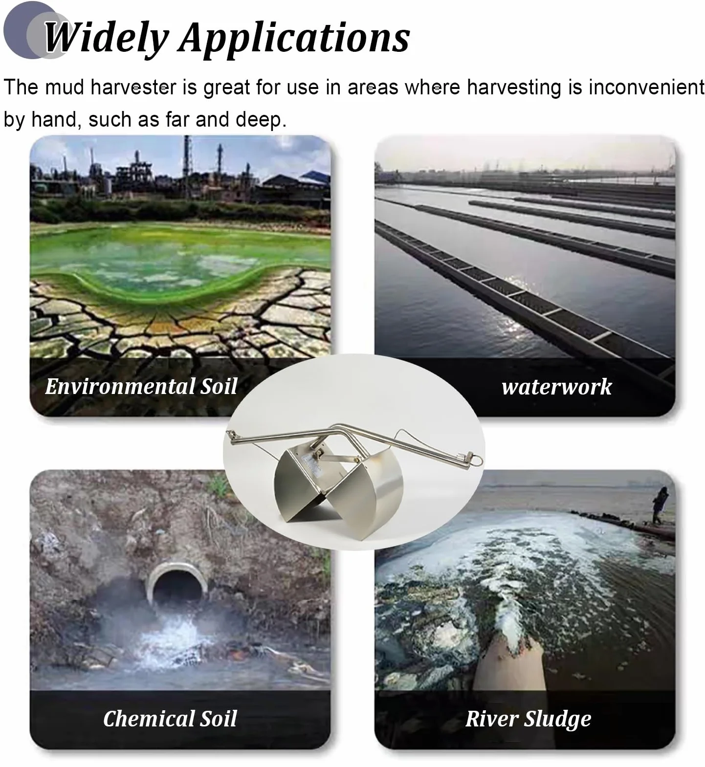 Schlammprobenehmer, Edelstahl-Schlammprobenahmegreifer mit Wasserauslass für effiziente Umwelttests und Forschung